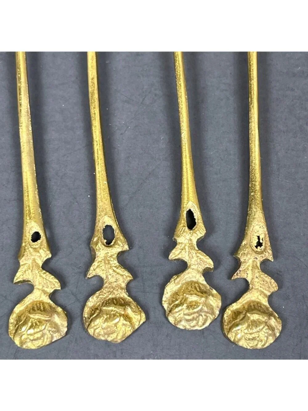 Vintage Gold Color Rose Handle Demitasse Coffee Spoon Dessert Salad Fork 8 pc